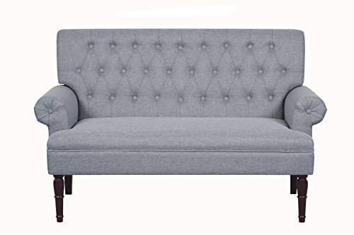 Container Furniture Direct Maguire Linen Upholstered Contemporary Classic Tufted Loveseat, Light Grey | The Storepaperoomates Retail Market - Fast Affordable Shopping
