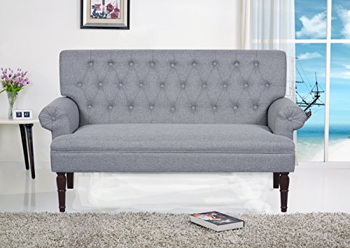Container Furniture Direct Maguire Linen Upholstered Contemporary Classic Tufted Loveseat, Light Grey | The Storepaperoomates Retail Market - Fast Affordable Shopping