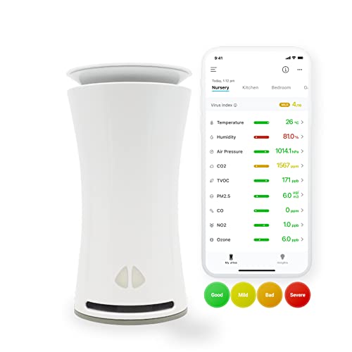 uHoo Smart Air Monitor – Track 9 Indoor Air Quality Factors Real-time on App – With 1-Year Premium included, Detect Asthma, Allergy, Flu, Headache Triggers – For Home and Small Spaces