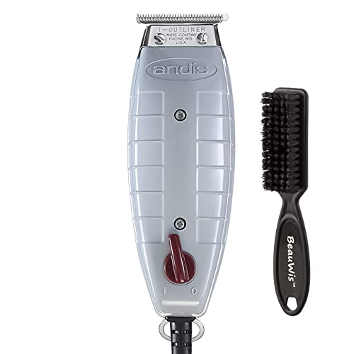 Andis Professional T-Outliner Beard/Hair Trimmer with T-Blade, Gray, Model GTO (04710) with a BeauWis Blade Brush