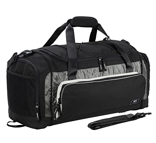 MIER Large Duffel Bag Men’s Gym Bag with Shoe Compartment, 60L, Black