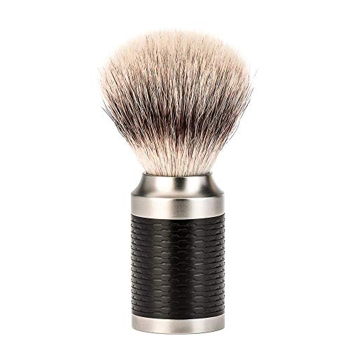 MÜHLE Rocca Stainless Steel Black Silvertip Fibre Shaving Brush