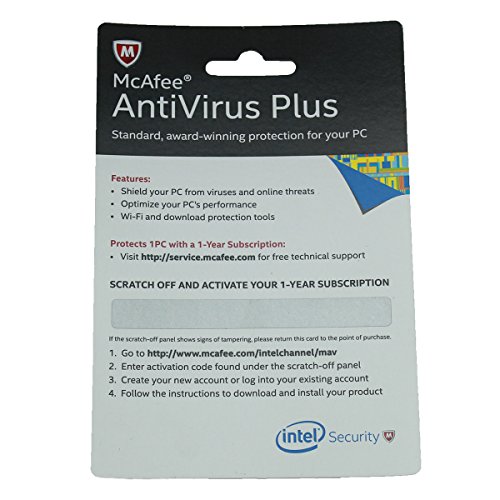 McAfee Anti-Virus Plus – Subscription License – PC – Activation Card – English