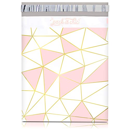 Pack It Chic – 10X13 (100 Pack) Mosaic Triangle Poly Mailer Envelope Plastic Custom Mailing & Shipping Bags – Self Seal