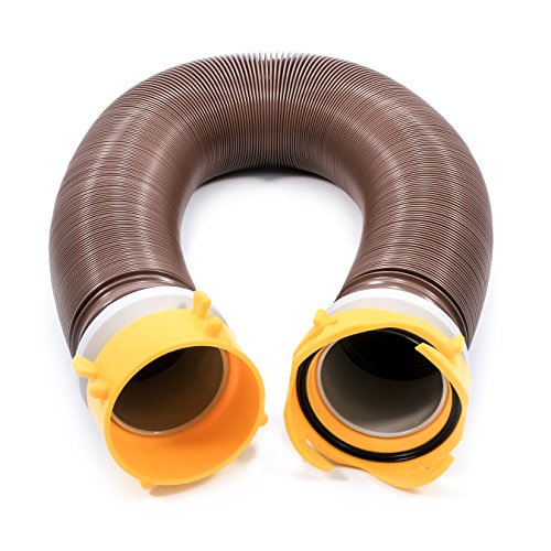 Camco 39639 Revolution 10′ Sewer Hose Extension – Heavy Duty Design with Pre- Attached Swivel Lug and Bayonet Fittings, Easy to Use and Compresses for Simple Storage, Brown