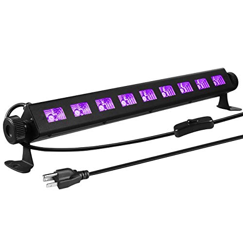 Gohyo 9 LED Black Light, 27W LED UV Bar Glow in The Dark Party Supplies for Christmas Blacklight Party Birthday Wedding Stage Lighting, Material Metal Iron