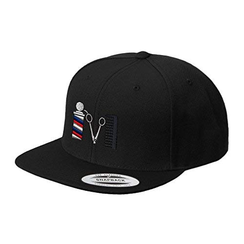 Custom Snapback Hats for Men & Women Barber Logo Embroidery Acrylic Flat Bill Baseball Cap Black Design Only