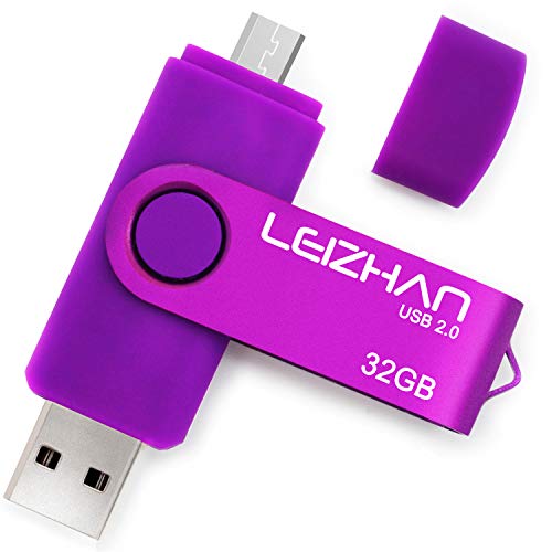 leizhan Micro USB Flash Drive 32GB OTG Memory Stick Thumb Drive Gift Compatible for Android Smart Phone, Jump Drive Pendrive for PCs (Purple)