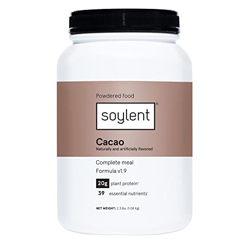 Soylent Complete Nutrition Meal Replacement Protein Powder, Cacao – Plant Based Vegan Protein, 39 Essential Nutrients – 36.8oz