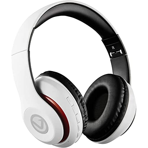 Volkano Impulse Series True Wireless Stereo Headphones – Bluetooth Connected Wireless Headphones with Multi-functional Buttons – Folding Bluetooth Headphones with Microphone, Wireless Headphones White