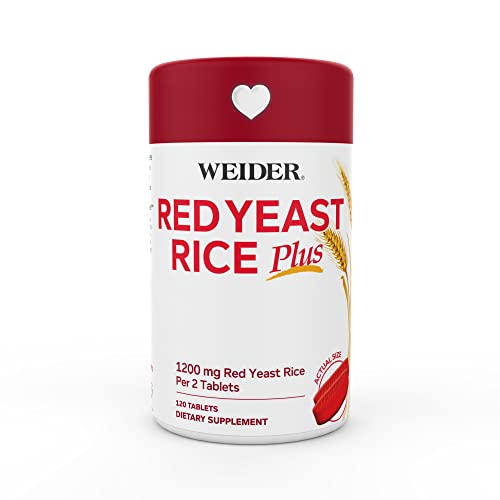 Weider Red Yeast Rice Plus 1200mg ♡ – With 850mg of Natural Phytosterols- Gluten FREE – One Month Supply