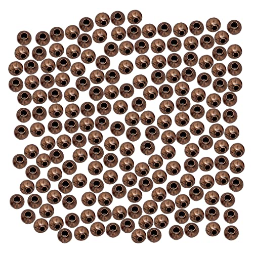 YC 500pcs 4mm Antique Red Copper Round Iron Beads Small Hole Loose Metal Beads Craft DIY Jewelry Making Findings Charms Pendants
