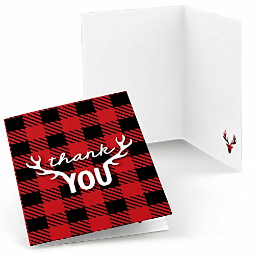 Big Dot of Happiness Prancing Plaid – Christmas and Holiday Buffalo Plaid Party Thank You Cards (8 Count)