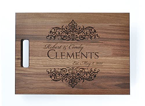 Personalized Wood Cutting Board Engraved with Family Name and Established Date | Perfect Customized Wedding Gifts For Couples Housewarming Gift or Mothers Day Gifts
