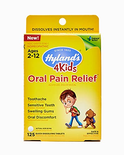 Hylands Naturals Kids Oral Pain Relief Tablets, Natural Relief of Toothache, Swelling Gums, and Oral Discomfort, 125 Count