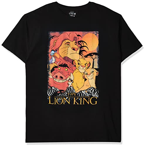 Disney Men’s Lion King Group Poster Graphic T-Shirt, Black, Medium