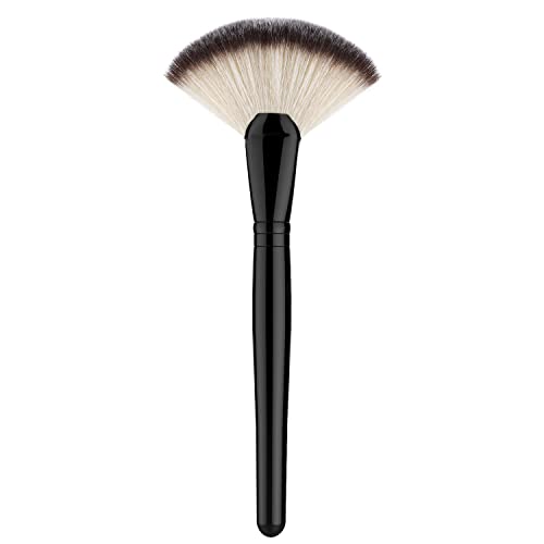 Fan Makeup Brush, Luxspire Professional Highlighting Make Up Brush Blush Bronzer Cheekbones Brush, Single Large Soft & Dense Face Blush Powder Foundation Brushes Make Up Tool, Black
