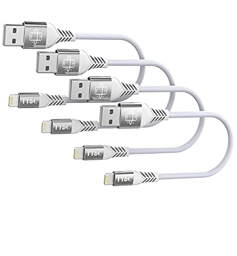 TT&C Short iPhone Lightning Cable 6 inch Charger Sync and Charging Data Cord Compatible with iPhone 14/14 Pro/ 14 Pro Max/ 13/13 Pro / 12/11/ Xs/Xs Max/Xr/X/ 8 Plus/iPad – White 4Pack