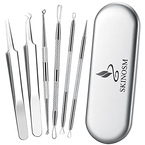 Blackhead Remover Pimple Popper Tool Kit, 6-in-1 Blackhead Comedone Acne Blemish Pimple Extractor Tool Kit Tweezers Kit Skin Care Tools for Face