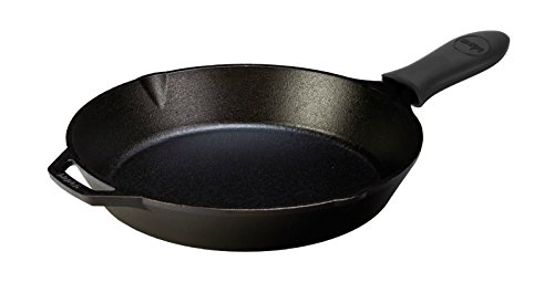 Lodge Seasoned Cast Iron Skillet – 12 inch Cast Iron Frying Pan with Silicone Hot Handle Holder (Black)