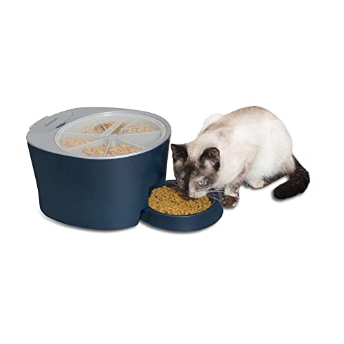 PetSafe 6 Meal Programmable Pet Food Dispenser, Automatic Dog and Cat Feeder – Dry Kibble or Semi-Moist Pet Food, Slow Feed Portion Control (6 Cup/48 Ounce Capacity), Tamper-Resistant, Sleep Mode Blue