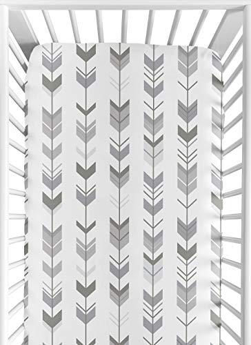 Grey and White Arrow Baby or Toddler Fitted Crib Sheet for Woodland Arrow Collection by Sweet Jojo Designs