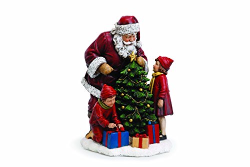 Santa Claus with Children and Tree 15 Inch Resin Christmas Tabletop Figurine