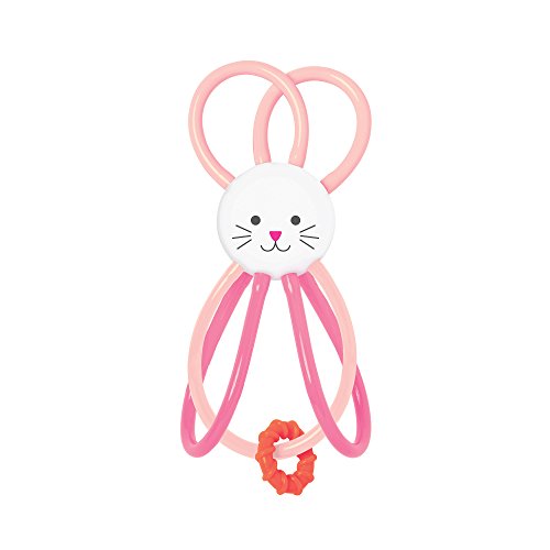 Manhattan Toy Zoo Animal Winkel Bunny Rabbit Multicolor Rattle & Sensory Teether for Baby and Toddler