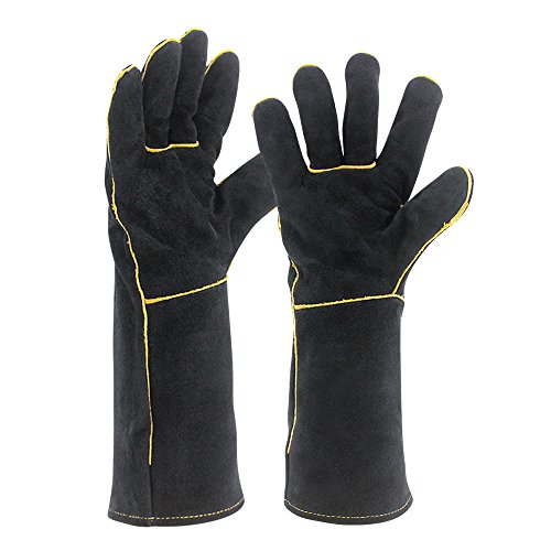 Welding Gloves HEAT RESISTANT Cow Split Leather BBQ/Camping/Cooking Gloves Baking Grill Gloves Welder Fireplace Stove Pot Holder WorkPlace Glove