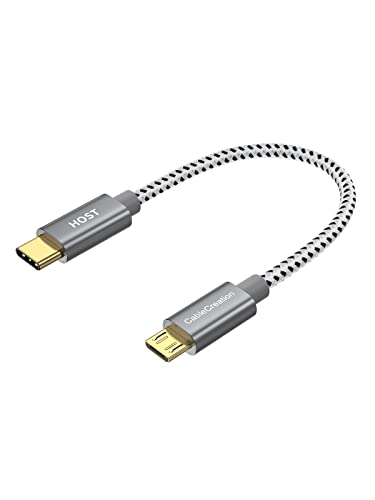 CableCreation Short Micro USB to USB C Cable 0.65 FT USB C to Micro USB OTG 480Mbps Type C to Micro USB Cable, USB C to USB Micro for MacBook Pro Air Galaxy S22 S21 Pixel 5/4/3 etc. 0.2M Space Gray