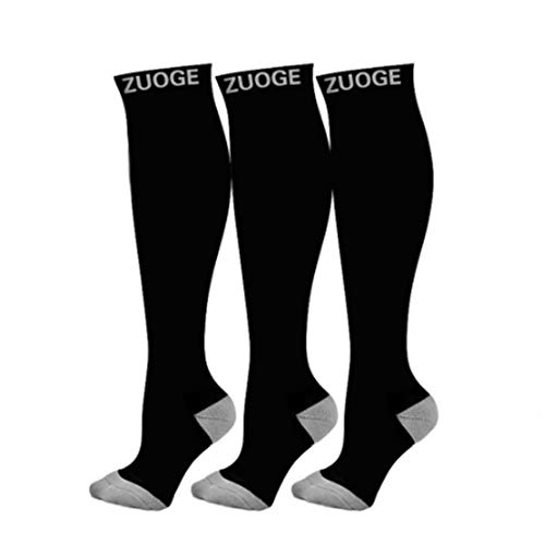 3 Pairs Compression Socks Pack – Best Medical, Nursing, Travel & Flight Socks – Running & Fitness – 15-20mmHg