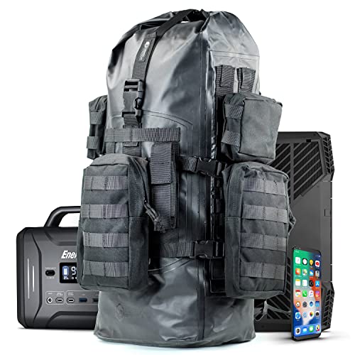 Mission Darkness Dry Shield Faraday Backpack 40L // Waterproof Tactical Bag with MOLLE Webbing and Removable Packs // Signal Blocking Anti-tracking Data Privacy EMP Shield for Electronics