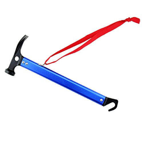 TRIWONDER Camping Tent Hammer Lightweight Outdoor Multi-function Hammer Aluminum Hammer with Tent Stake Remover for Rain Fly Tent Tarp (Blue)
