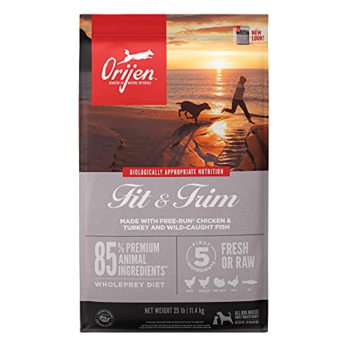 ORIJEN Dog Fit and Trim Recipe, 25lb, High-Protein Grain-Free Weight Management Dog Food, Packaging May Vary