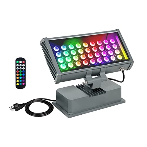 ATCD LED Wall Washer Lights RGBW Color Changing with RF Remote, 144W Waterproof Wall Washer LED Light for Outdoor/Indoor Lighting Projects, Hotels, Building Wall Decorations