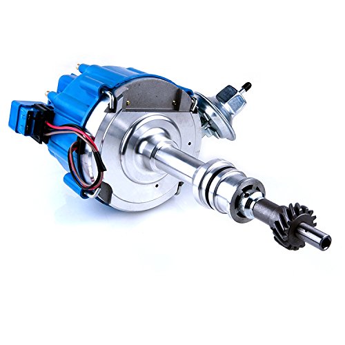 MAS Ignition Distributor w/Cap & Rotor compatible with Ford 351C 351M 400 429 460 HEI 65,000 Volt Coil KA-1046013 PE332U JM6506BL 351CBLHEI0 (BLUE)