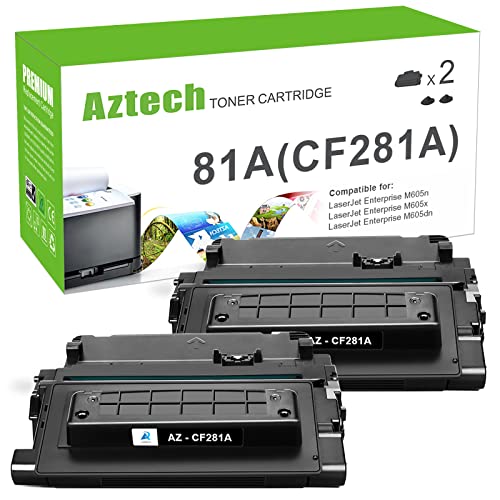 Aztech Compatible Toner Cartridge Replacement for HP 81A CF281A 81X CF281X Enterprise MFP M605 M604 Toner M604N M604DN M605N M605DN M605X M630 M606 M630h M630dn M630z Printer (Black, 2-Pack)