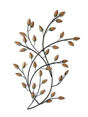 Your Home and Beyond Autumn Leaves Blue and Brown 28.25 x17.5″ Rustic look Metal Hanging Wall Decor