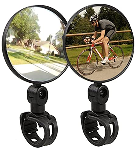 KEWAYO Bike Mirror, Bicycle Cycling Rear View Safe Mirrors, Adjustable Rotatable Handlebars Mounted Plastic Convex Mirror for Mountain Road Bikes