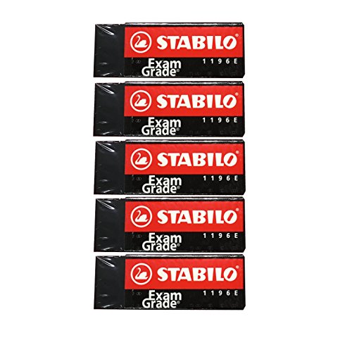 Stabilo 1196E Large Exam Grade Dust Free Pencil Eraser Extra Soft for Effective and Clean Erasing 2.45″ X 0.9″ X 0.5″ (Pack of 5)