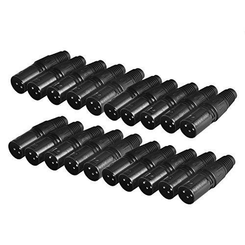 20 Pack XLR 3 Pin Male MIC Snake Audio Adapter Plug Audio Microphone DMX Cable Connector