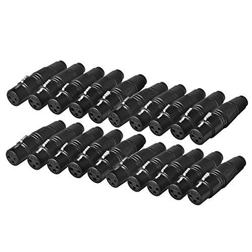 20 Pack DMX 3 Pin XLR Connectors Female Microphone Mic Cable Plug Connector Audio Socket
