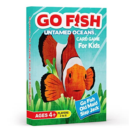Arizona GameCo Go Fish Untamed Oceans Card Game for Kids Ages 4-8 | Play Go Fish, Old Maid & Slap Jack Using 1 Deck | Fun & Easy to Learn | Beautifully Illustrated