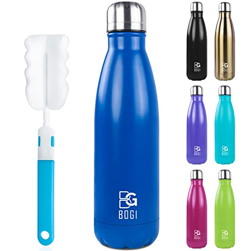 BOGI 17oz Insulated Water Bottle Double Wall Vacuum Stainless Steel Water Bottles, Leak Proof Metal Sports Water Bottle Keeps Drink Hot and Cold – Perfect for Outdoor Sports Camping Biking (Dblue)