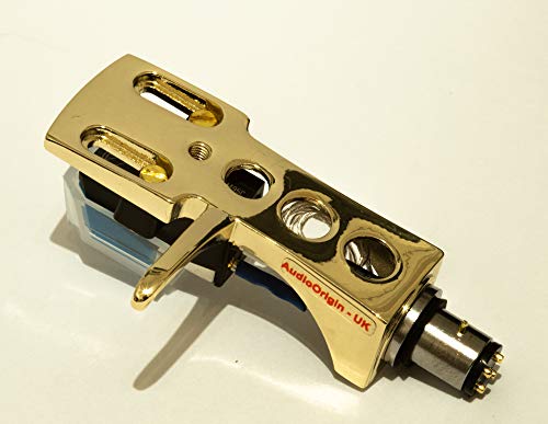 Gold plated Headshell, mount with cartridge and stylus, needle for Stanton T 50, T 52, T 55 usb, T 60, T 62, T 80, T 92, T92 usb, T 120, ST 100, ST 150, MADE IN ENGLAND