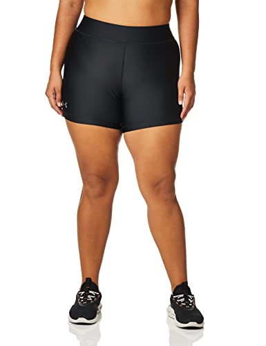 Under Armour Women’s HeatGear Middy Shorts, Black (001)/Metallic Silver, Large