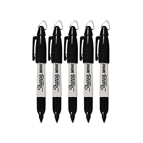 Sharpie Mini Permanent Markers with Golf Keychain Clips, Fine Point, Black Ink, Pack of 5