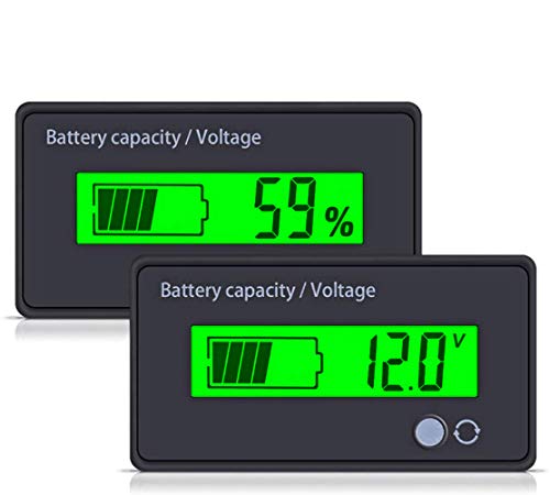 utipower Multifunctional 12V LCD Battery Capacity Monitor Gauge Meter for Lead-Acid Battery Vehicle Battery, Green