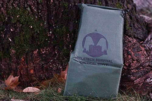 Mylatech Survival Color Coated Thermal Bivvy + Blanket + Bag. High Thermal Coated Mylar Sleeping Bag and Our Emergency Space Blanket (CAMO)