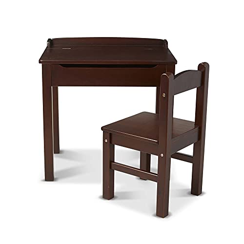 Melissa & Doug Wooden Lift-Top Desk & Chair – Espresso – Children’s Furniture, Toddler Desk And Chair Set, Activity Desk For Toddlers And Kids Ages 3+